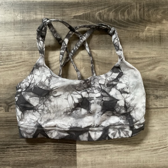 Lululemon Gray Grunge Marbled Cross Back Sports Bra Size 4 - Picture 1 of 2